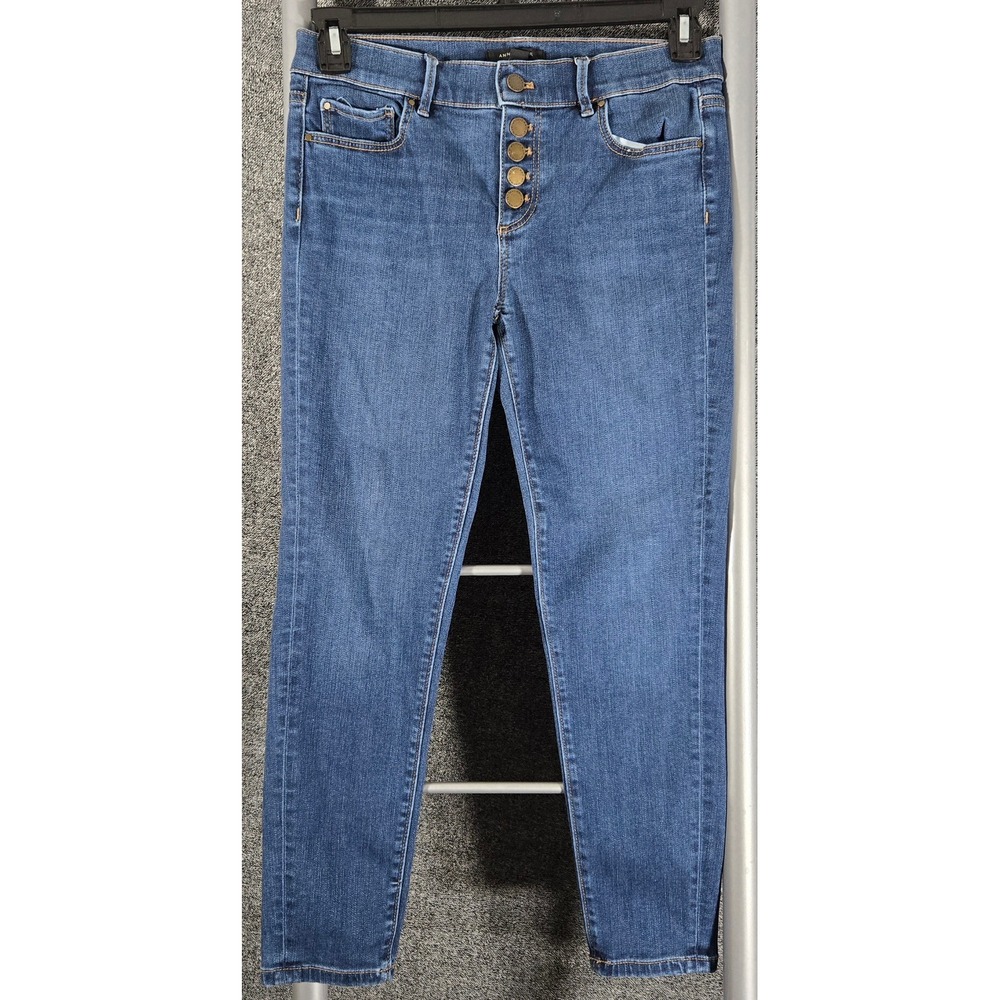 Ann Taylor Petite The Skinny Jeans Medium Wash Exposed Button Fly Blue 4P 26x24